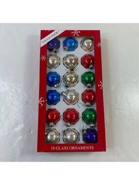 Target Christmas Ornaments Set 18 Glass Balls Red Green Blue Silver